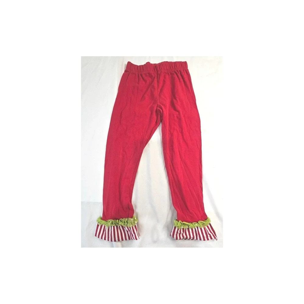 Rare Editions Girls Red Reindeer Ruffle Tunic and Leggings Christmas Set Size 4T